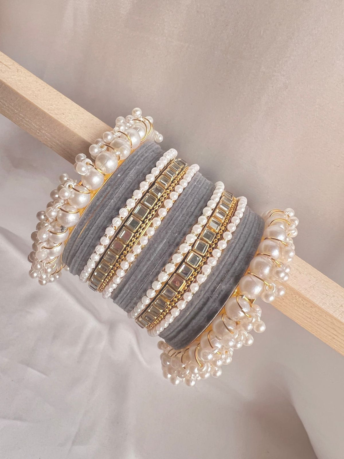 Grey Pearl Radiance Bangle Set