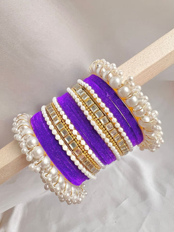 Purple Pearl Radiance Metal Bangle Set