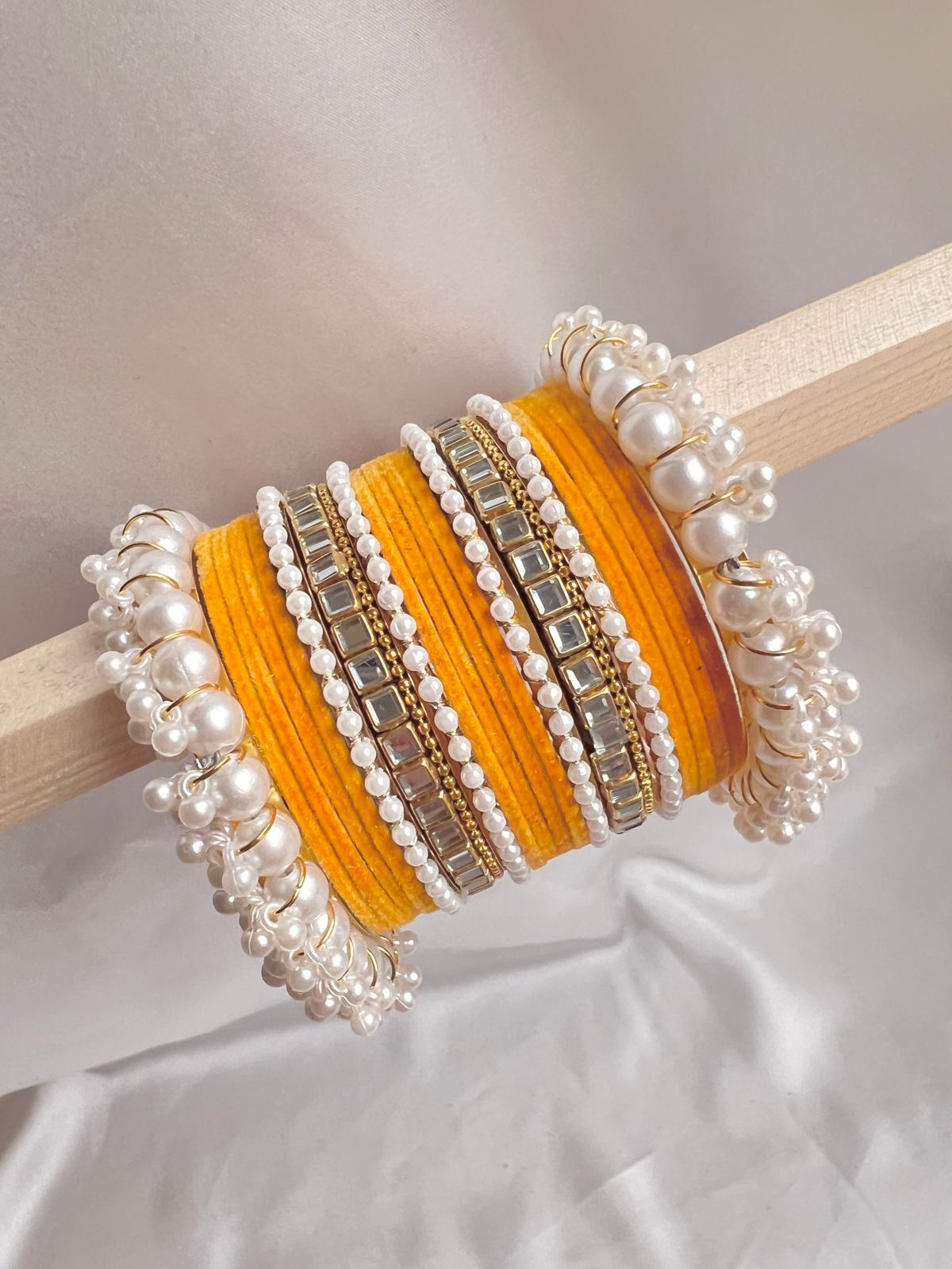 Mustard Pearl Radiance bangle Set