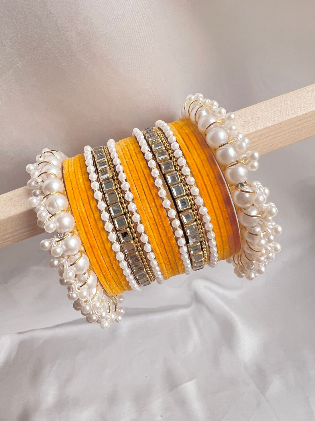 Mustard Pearl Radiance bangle Set