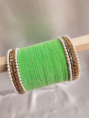 Parrot Kundan Bangle Set