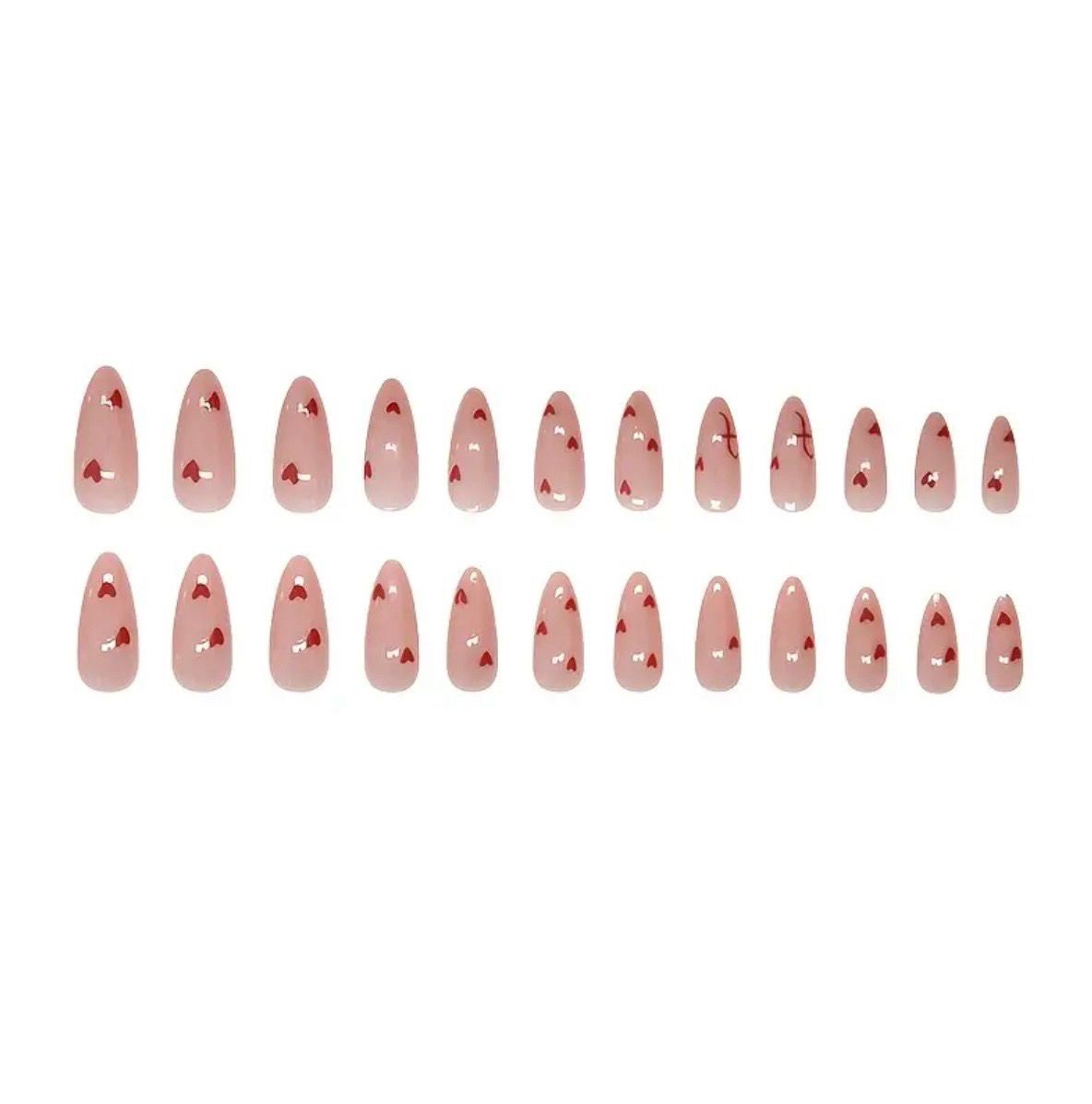 Baby Pink Heart Almonds Nails