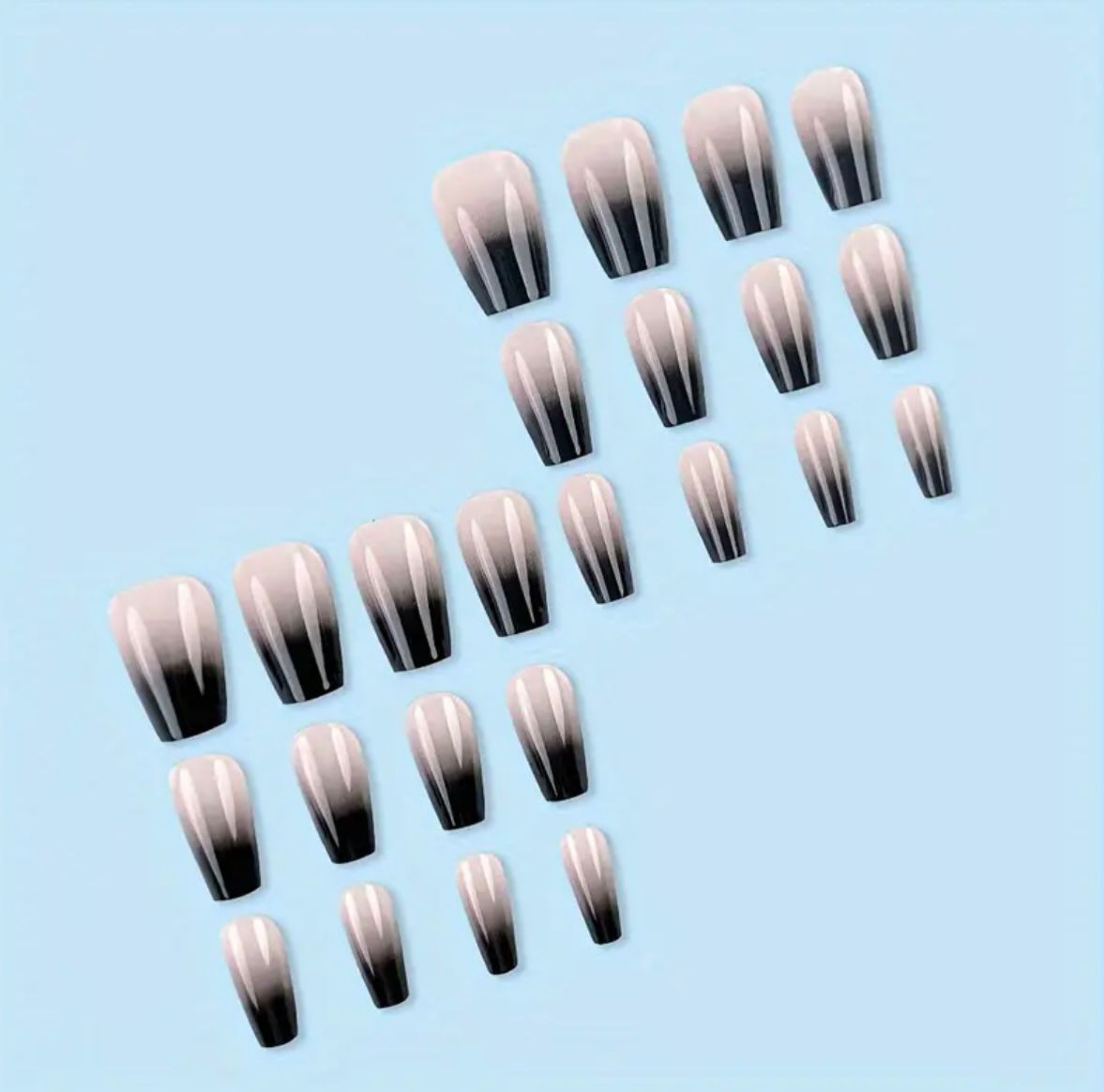 Black Ombre Nails Set 24 Pcs
