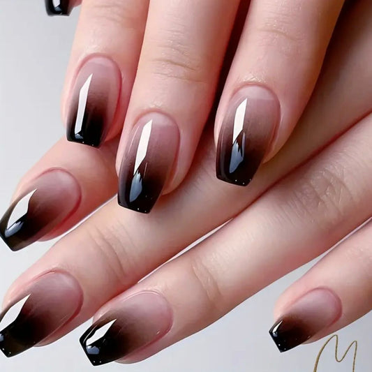 Black Ombre Nails Set 24 Pcs