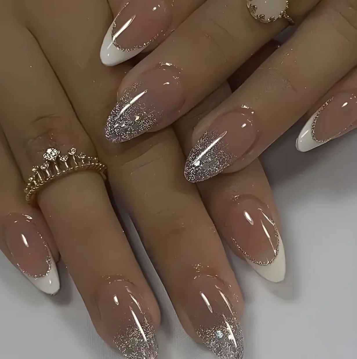 Pearl French Nails Set