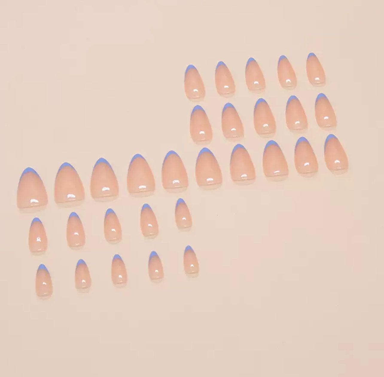 Classic Blue French 24Pcs Nails Set
