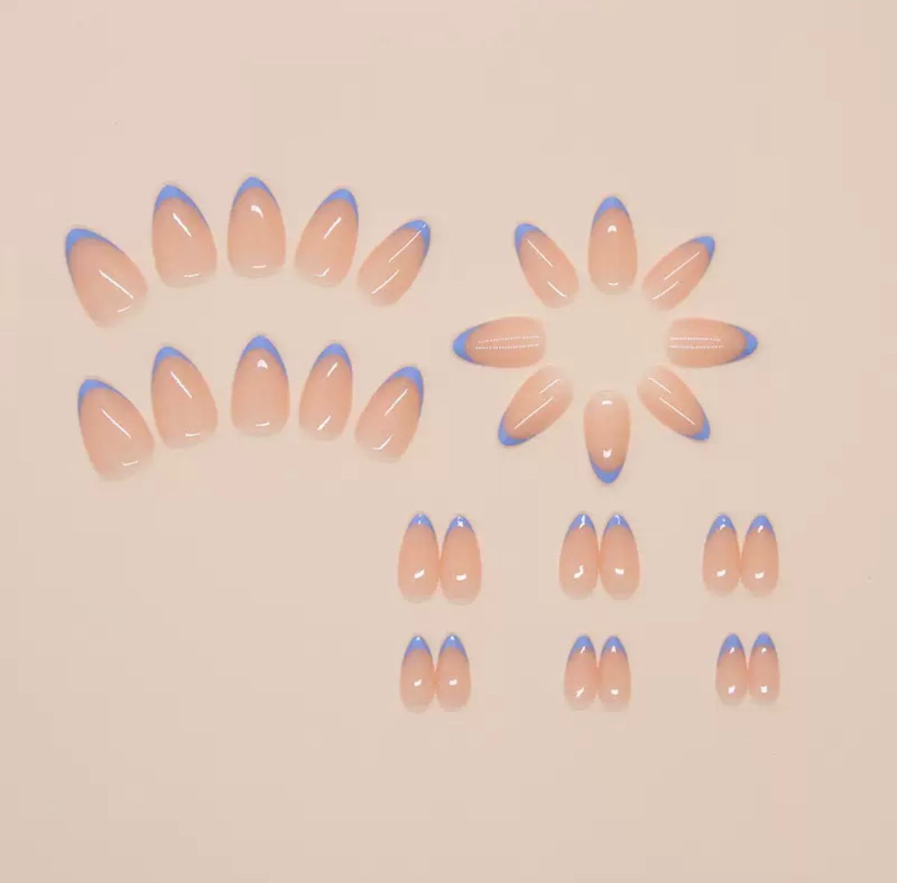 Classic Blue French 24Pcs Nails Set