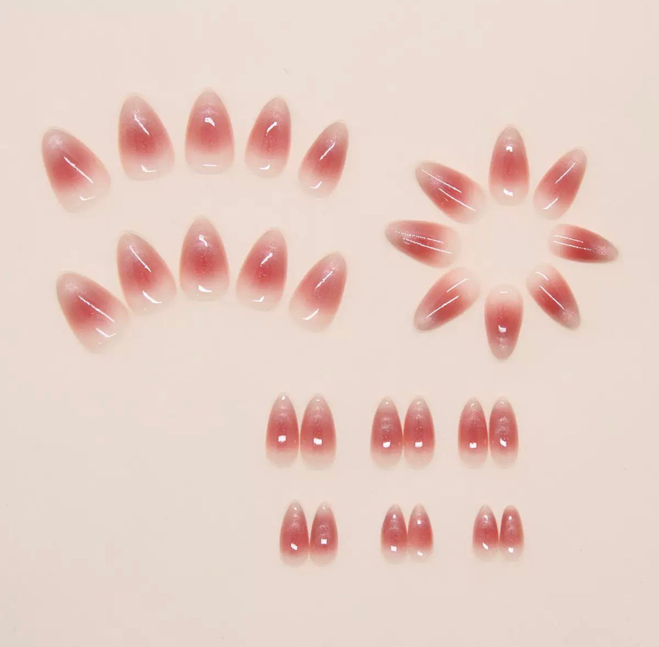 Rose Pink Cat Eye 24Pcs Nails Set