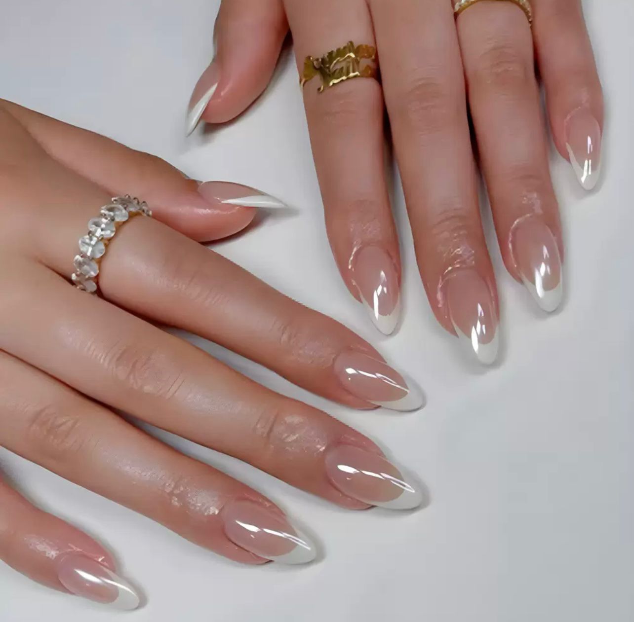 Glossy French 24Pcs Nails Set