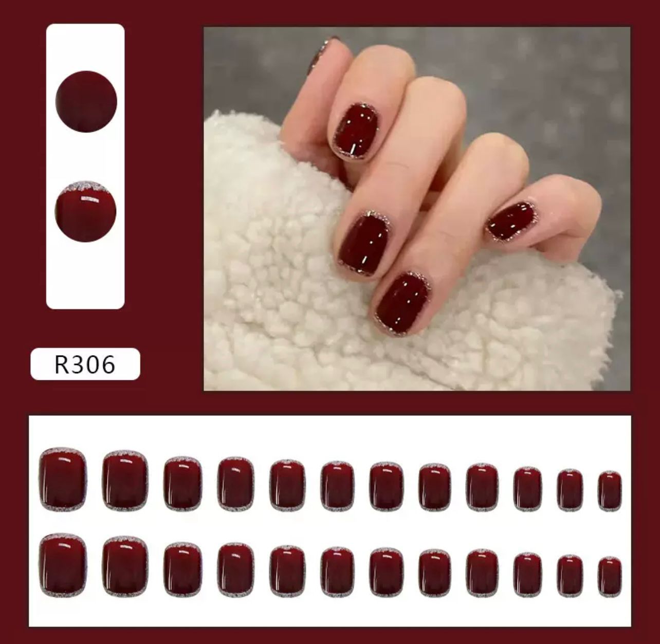 Red Glaze 24Pcs Nails Set