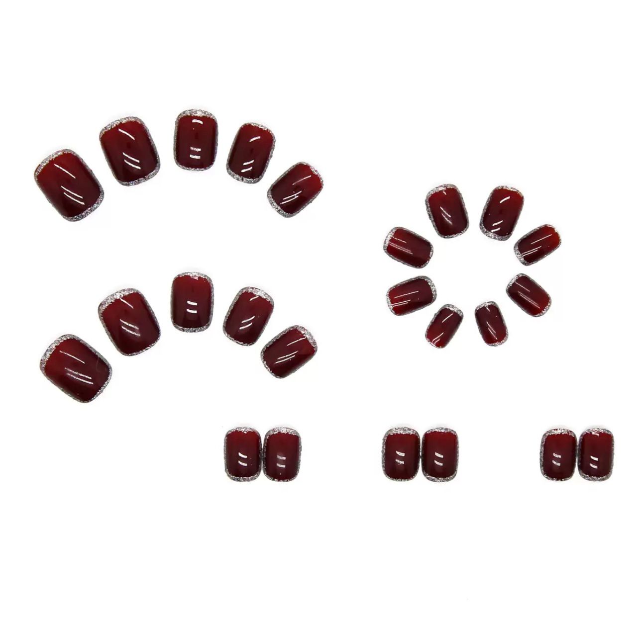 Red Glaze 24Pcs Nails Set