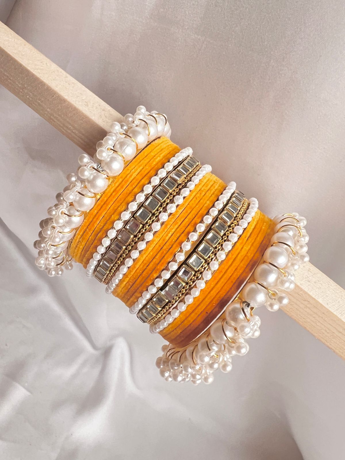 Mustard Pearl Radiance bangle Set