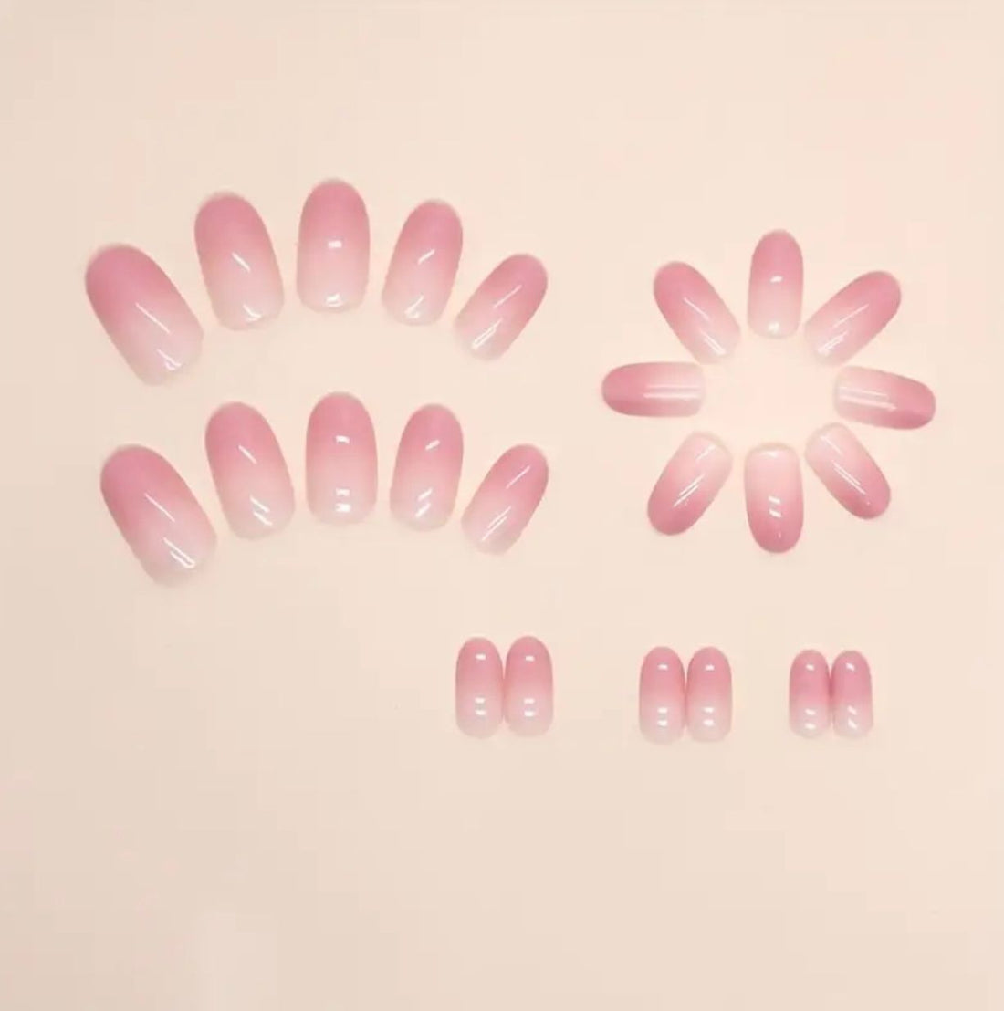 Pink Ombre Oval Nail set 24 Pcs