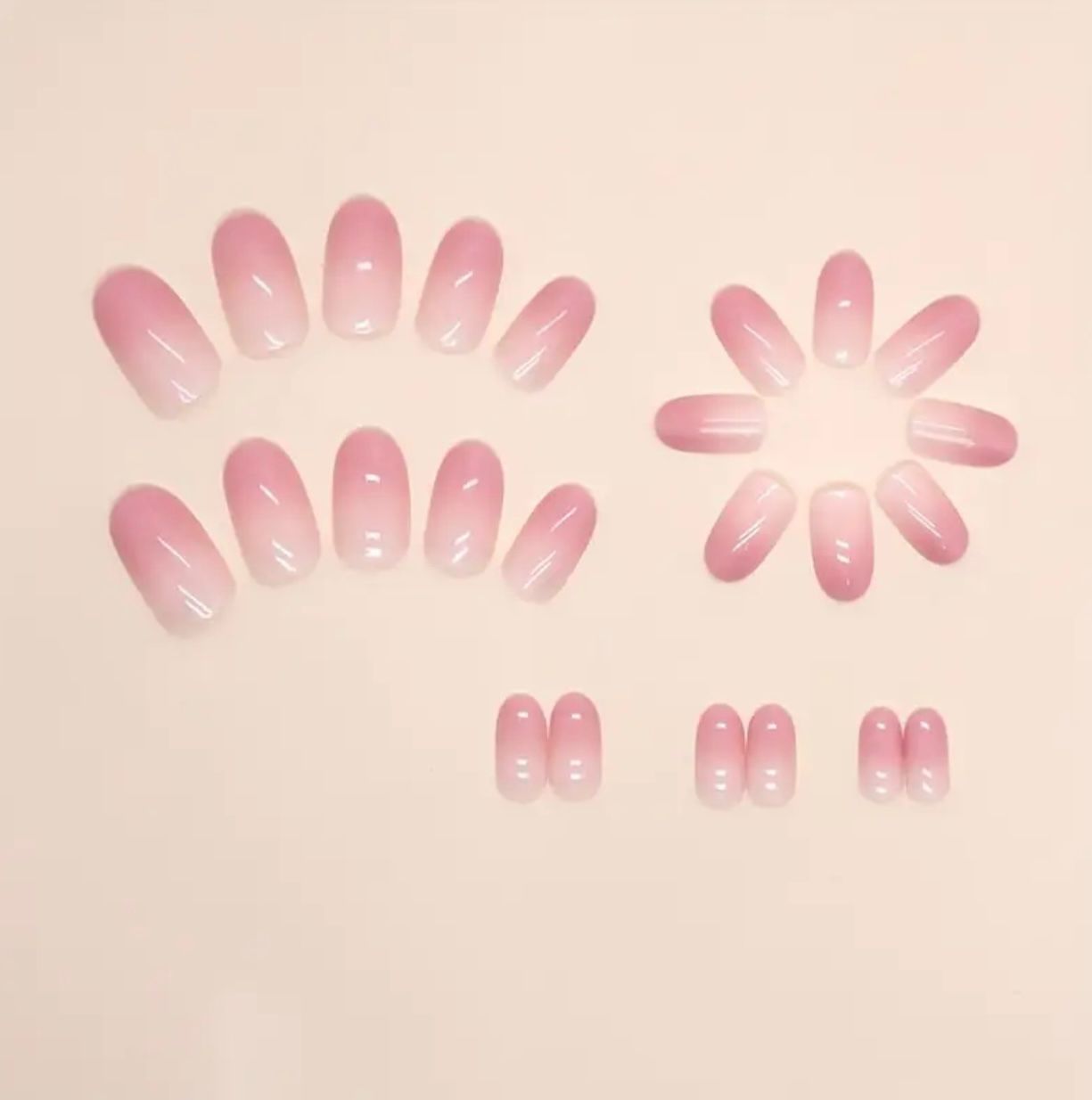 Pink Ombre Oval Nail set 24 Pcs