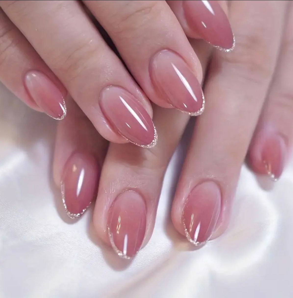 Rose Blush Glitter Nails set