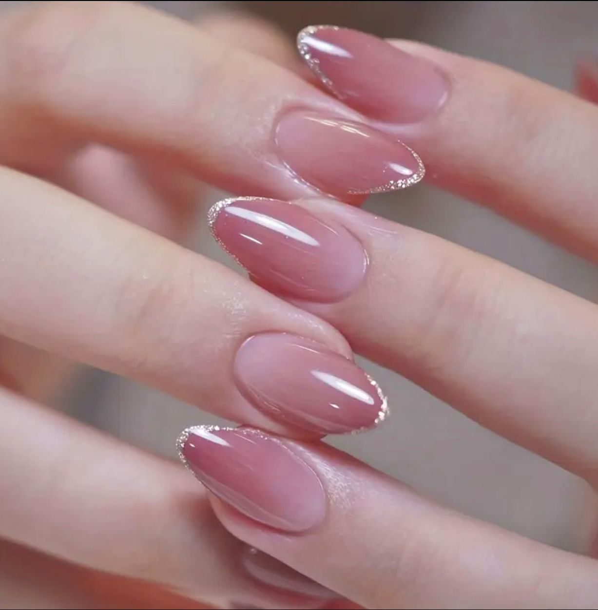 Rose Blush Glitter Nails set