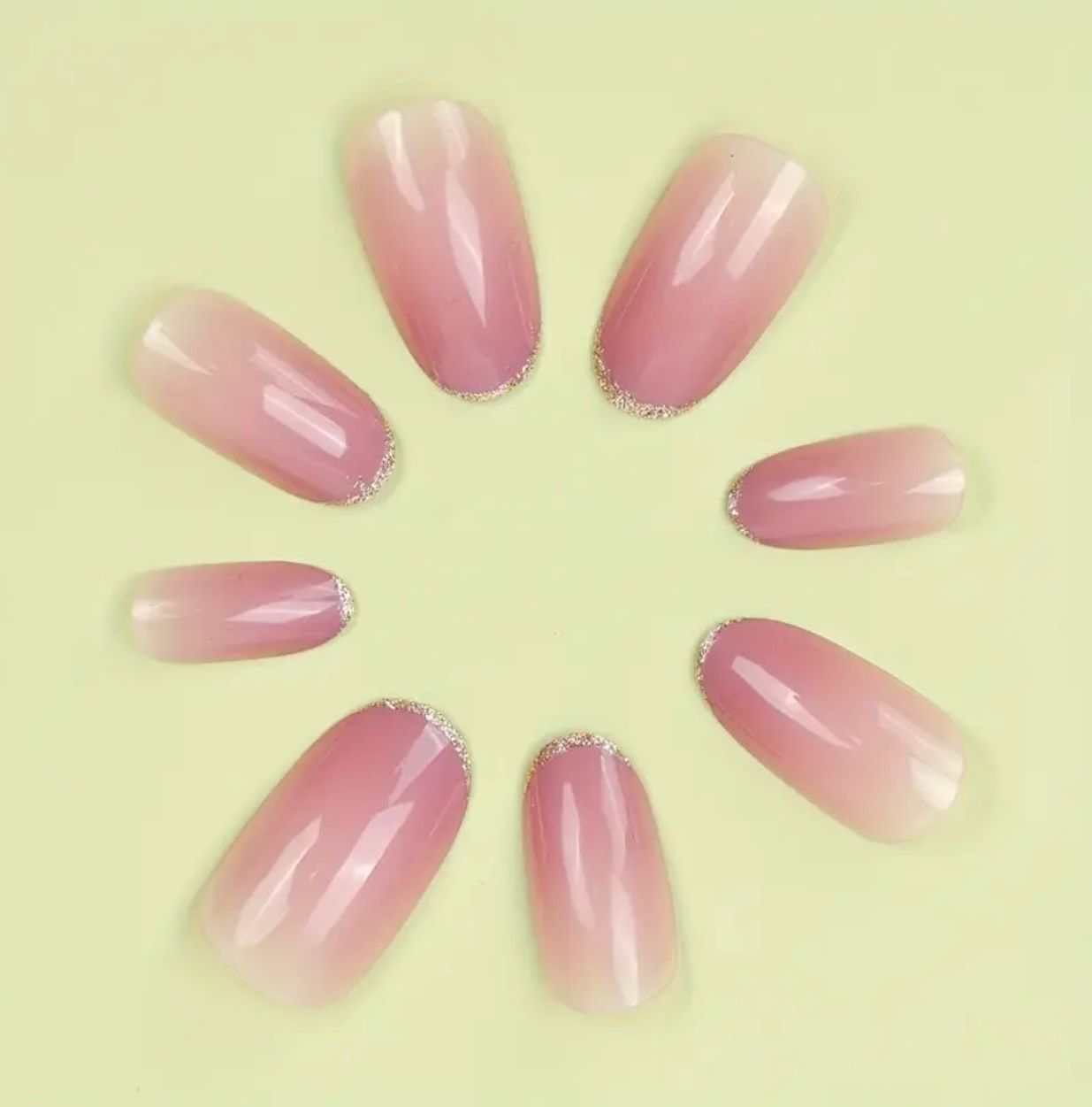 Rose Blush Glitter Nails set