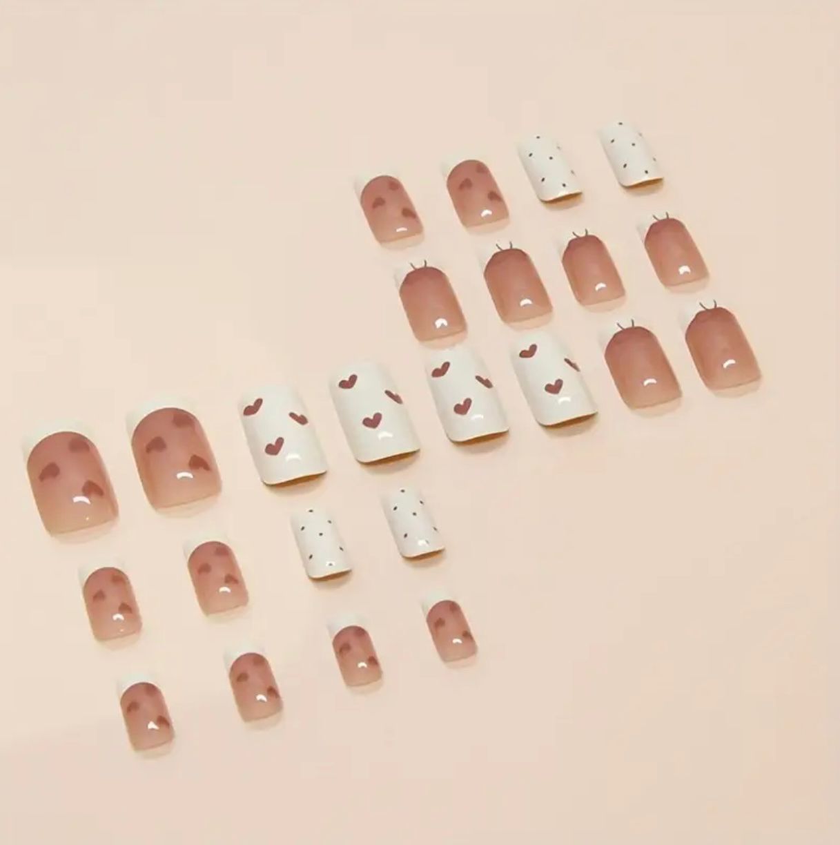 French Heart Nude 24 Pcs Nails set